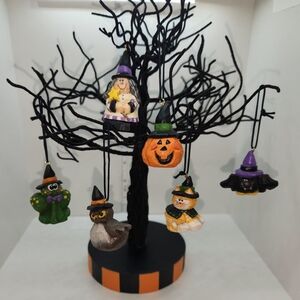 Spooky Black Halloween Tree with Ornaments